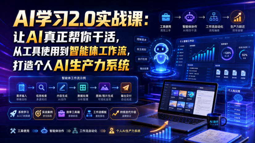 AI学习2.0实战课:让AI真正帮你干活,从工具使用到智能体工作流,打造个人AI生产力系统-御文网