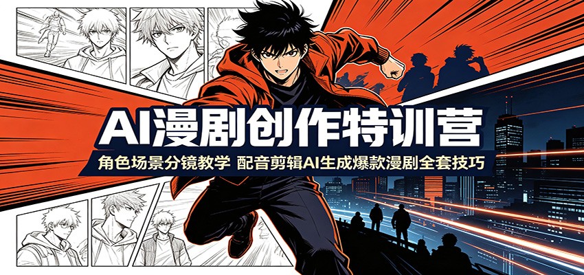 AI漫剧创作特训营:角色场景分镜教学,配音剪辑AI生成爆款漫剧全套技巧-御文网