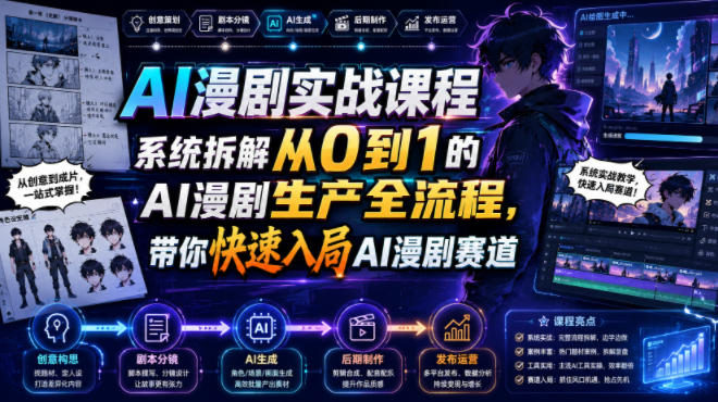 AI漫剧实战课程，系统拆解从0到1的AI漫剧生产全流程，带你快速入局AI漫剧赛道-御文网