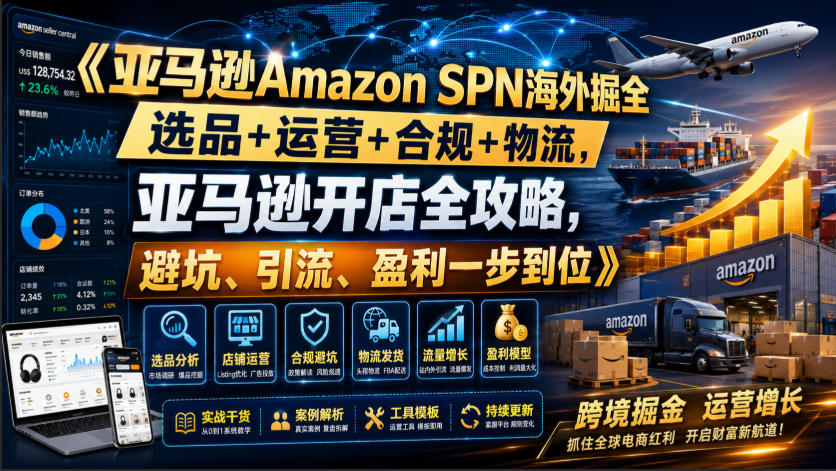 亚马逊Amazon SPN海外掘全,选品+运营+合规+物流,亚马逊开店全攻略,避坑、引流、盈利一步到位-御文网