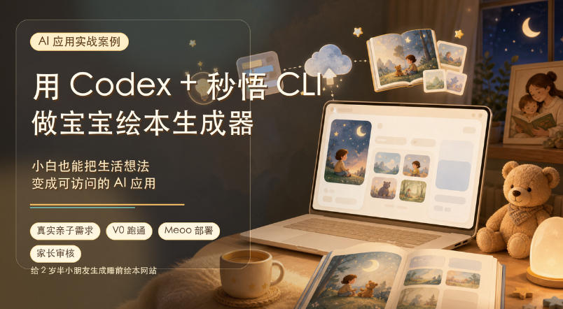 AI应用实战案例，用Codex+秒悟CLl做宝宝绘本生成器，小白也能把生活想法变成可访问的AI应用-御文网
