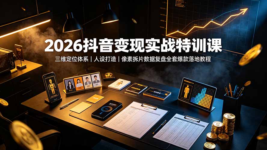 2026抖音变现实战特训课:三维定位体系|人设打造|像素拆片数据复盘全套爆款落地教程-御文网