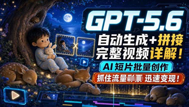 GPT-5.6自动生成+拼接完整视频详解,AI短片批量创作,抓住流量迅速变现!-御文网