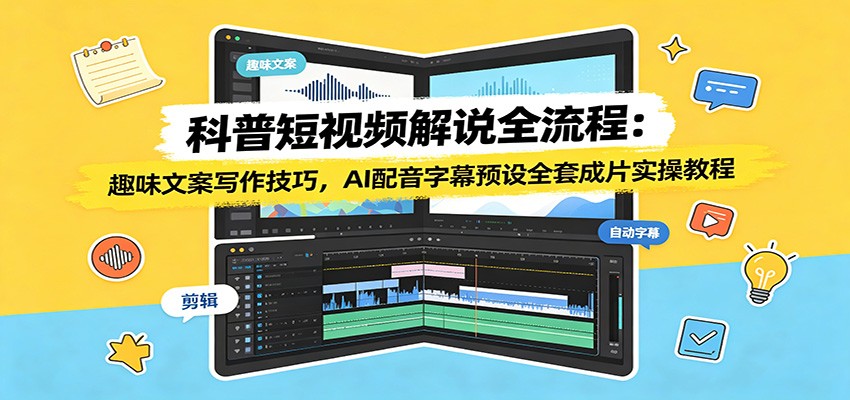 科普短视频解说全流程:趣味文案写作技巧,AI配音字幕预设全套成片实操教程-御文网