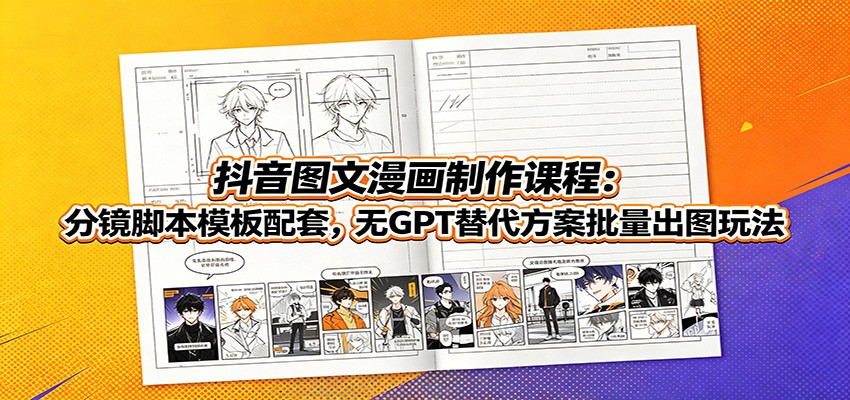 抖音图文漫画制作课程:分镜脚本模板配套,无GPT替代方案批量出图玩法-御文网
