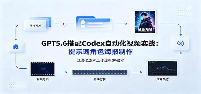 GPT5.6搭配Codex自动化视频实战:提示词角色海报制作,自动化成片工作流拆解教程-御文网