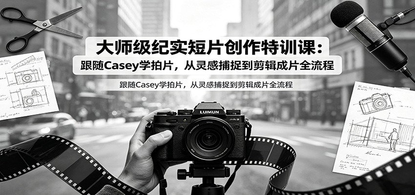 大师级纪实短片创作特训课:跟随Casey学拍片,从灵感捕捉到剪辑成片全流程-御文网