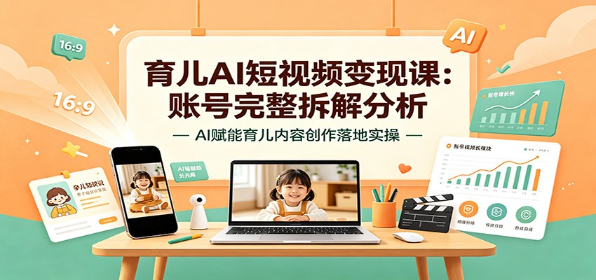 育儿AI短视频变现课:账号完整拆解分析,AI赋能育儿内容创作落地实操-御文网