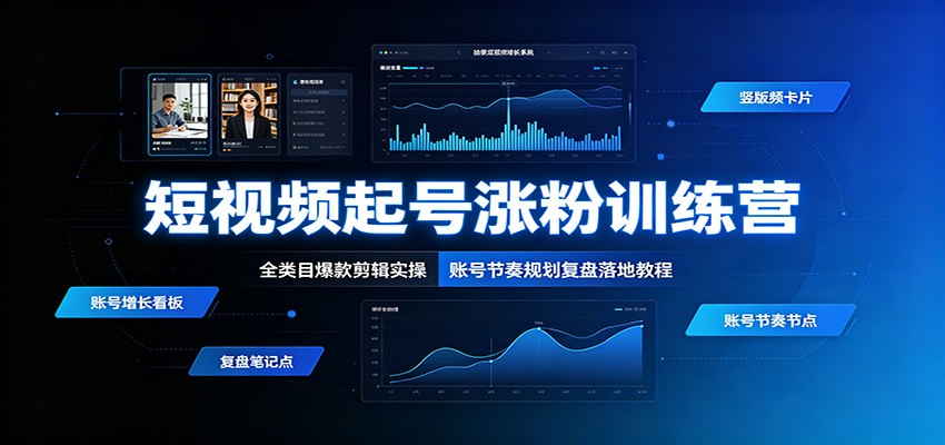 短视频起号涨粉训练营：全类目爆款剪辑实操，账号节奏规划复盘落地教程-御文网