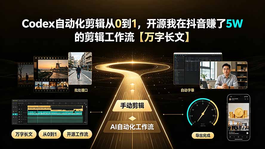Codex自动化剪辑从0到1，开源我在抖音赚了5W 的剪辑工作流【万字长文】-御文网
