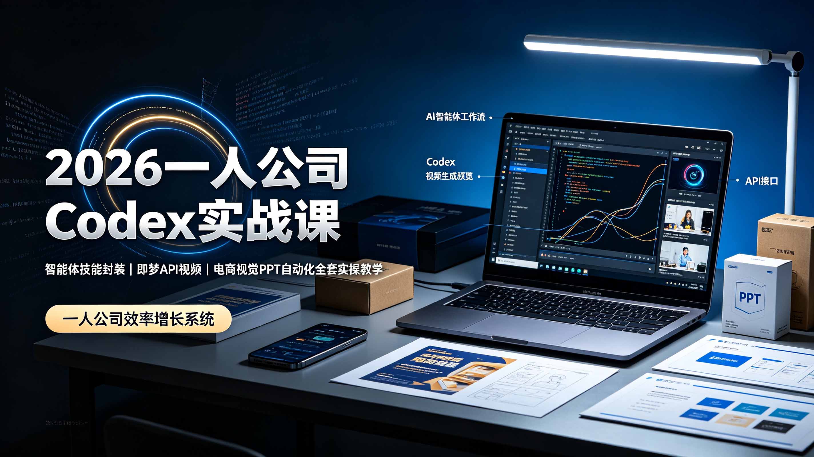2026一人公司Codex实战课◆智能体技能封装｜即梦API视频｜电商视觉PPT自动化全套实操教学-御文网