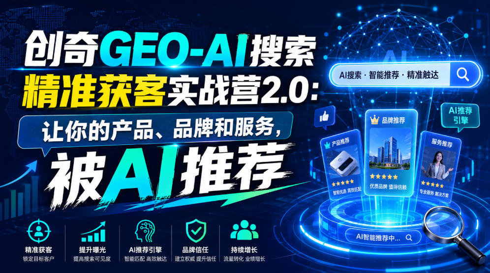 创奇GEO-AI搜索精准获客实战营2.0：让你的产品、品牌和服务，被AI推荐-御文网