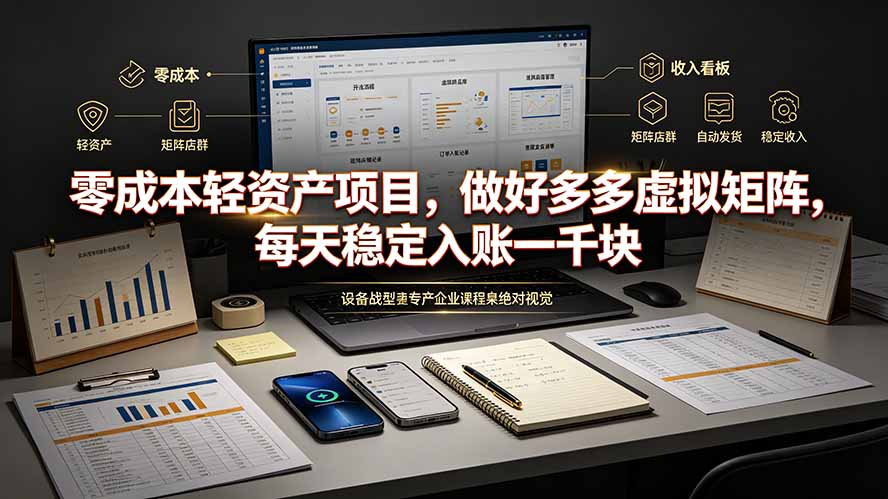 零成本轻资产项目，做好多多虚拟矩阵，每天稳定入账一千块-御文网