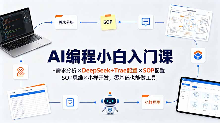 AI编程小白入门课-需求分析×DeepSeek+Trae配置×SOP思维×小样开发,零基础也能做工具-御文网