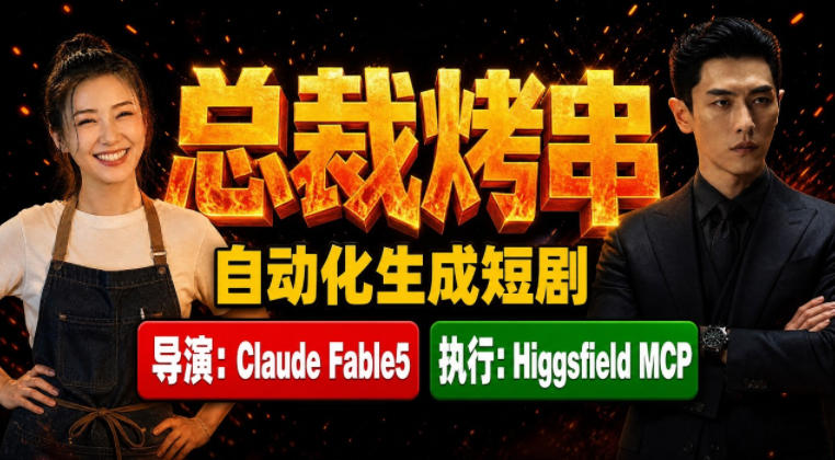Claude Fable5担任导演+Higgsfield MCP落地执行|《总裁烤串》真人质感短剧全自动AI生成全流程教学-御文网