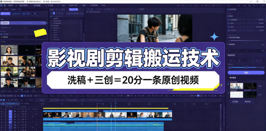 影视剧剪辑搬运技术,洗稿+三创=20分一条原创视频-御文网