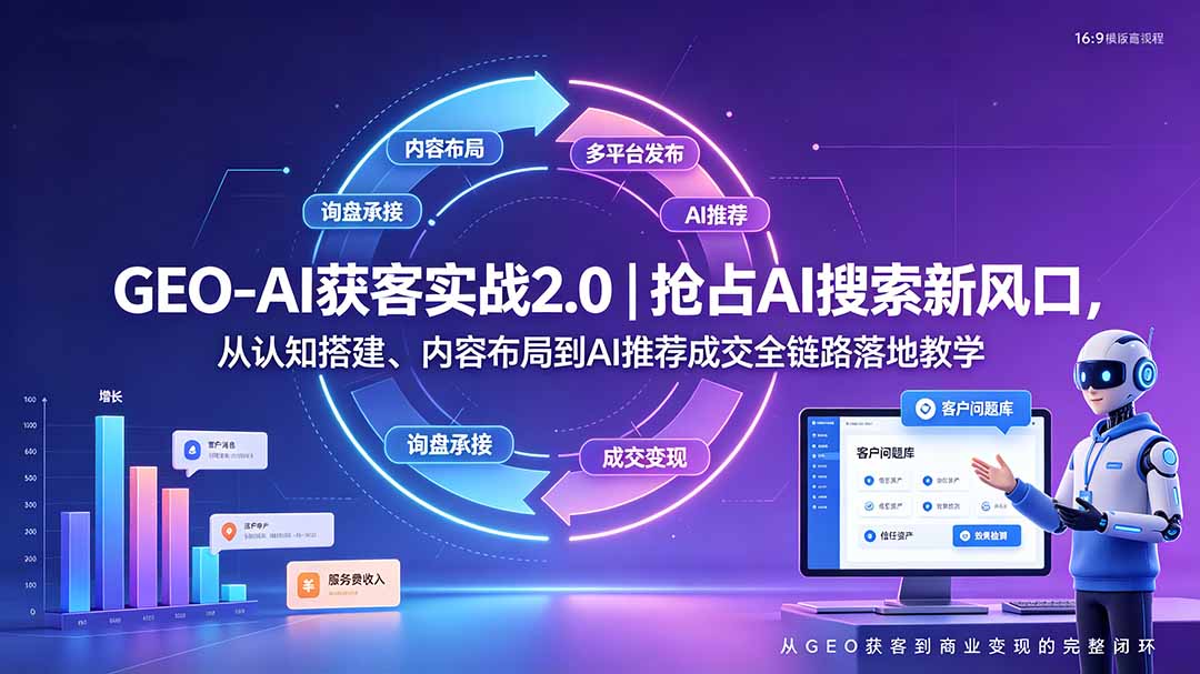 GEO-AI获客实战｜抢占AI搜索新风口，从认知搭建、内容布局到AI推荐成交全链路落地教学-御文网