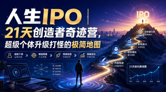 人生IPO︱21天创造者奇迹营,超级个体升级打怪的极简地图-御文网