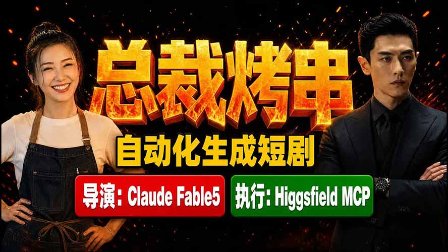 《总裁烤串》真人短剧全自动诞生！Claude Fable5 当导演，Higgsfield MCP 执行！-御文网