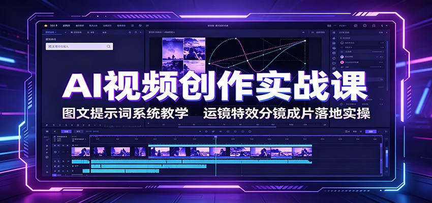 AI视频创作实战课:图文提示词系统教学,运镜特效分镜成片落地实操-御文网