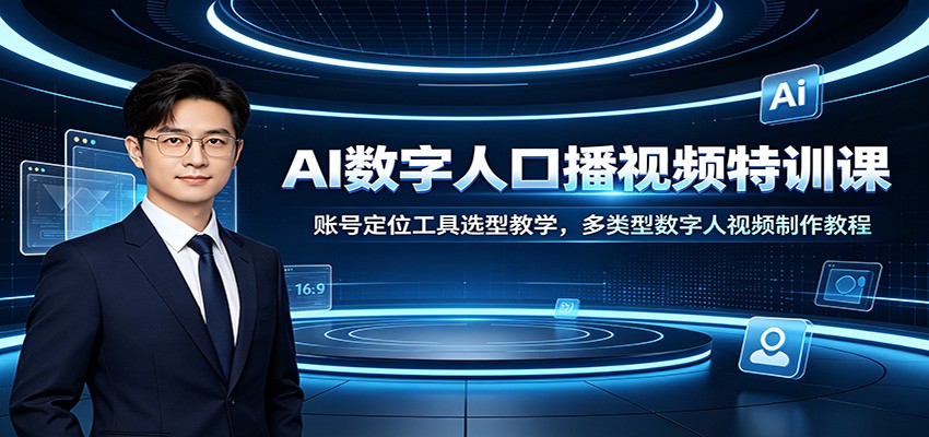 AI数字人口播视频特训课：账号定位工具选型教学，多类型数字人视频制作教程-御文网