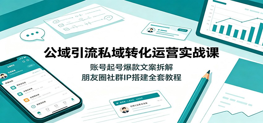 公域引流私域转化运营实战课:账号起号爆款文案拆解,朋友圈社群IP搭建全套教程-御文网