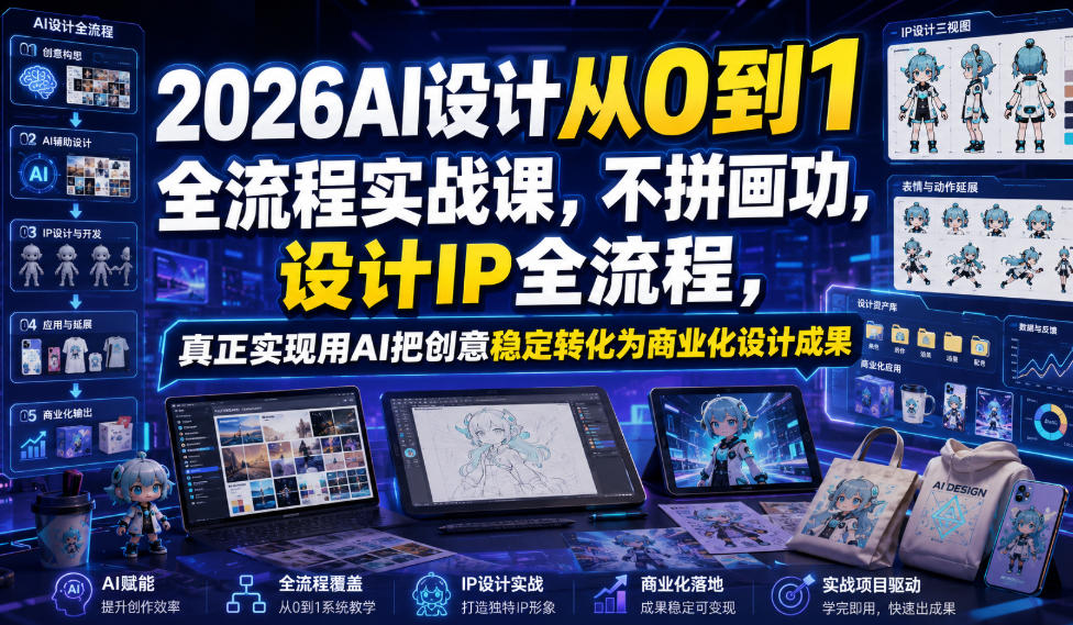 2026AI设计从0到1全流程实战课，不拼画功，设计IP全流程，真正实现用AI把创意稳定转化为商业化设计成果-御文网