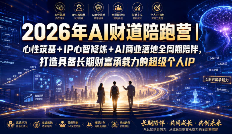2026年AI财道陪跑营|心性筑基+IP心智修炼+AI商业落地全周期陪伴,打造具备长期财富承载力的超级个人IP-御文网