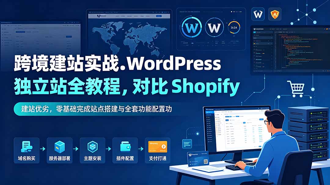 跨境建站实战:WordPress 独立站全教程,对比 Shopify 建站优劣,零基础完成站点搭建与全套功能配置-御文网