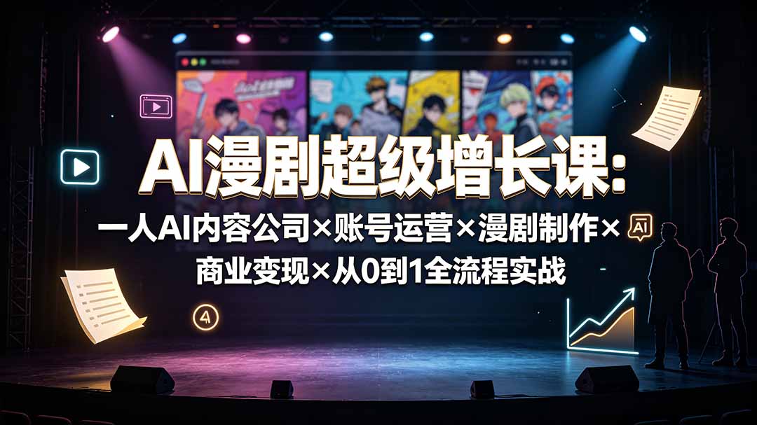 AI漫剧超级增长课:一人AI内容公司×账号运营×漫剧制作×商业变现×从0到1全流程实战-御文网