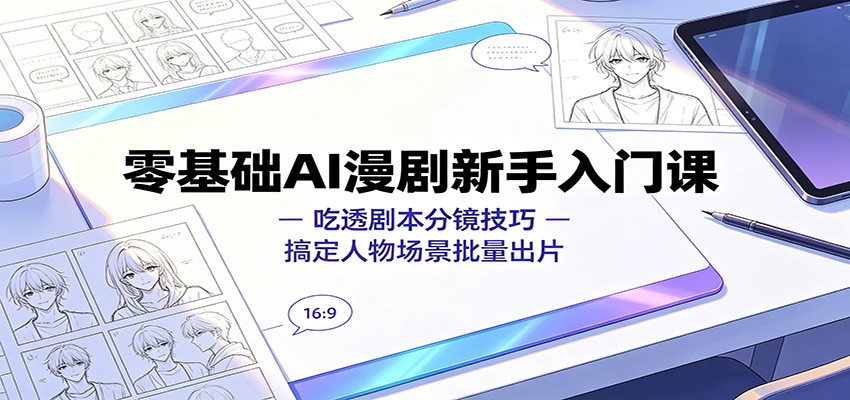零基础AI漫剧新手入门课：吃透剧本分镜技巧，搞定人物场景批量出片-御文网