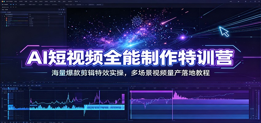 AI短视频全能制作特训营：海量爆款剪辑特效实操，多场景视频量产落地教程-御文网