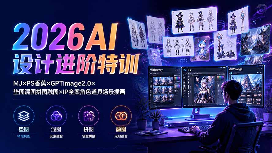2026AI设计进阶特训：MJ×PS香蕉×GPTimage2.0×垫图混图拼图融图×IP全案角色道具场景插画-御文网