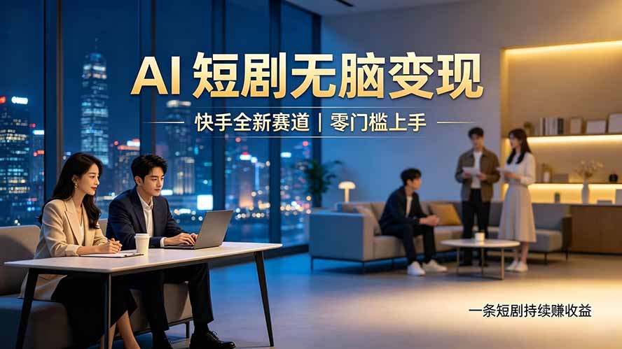 别乱找副业了，快手 AI 短剧零门槛长久被动增收-御文网