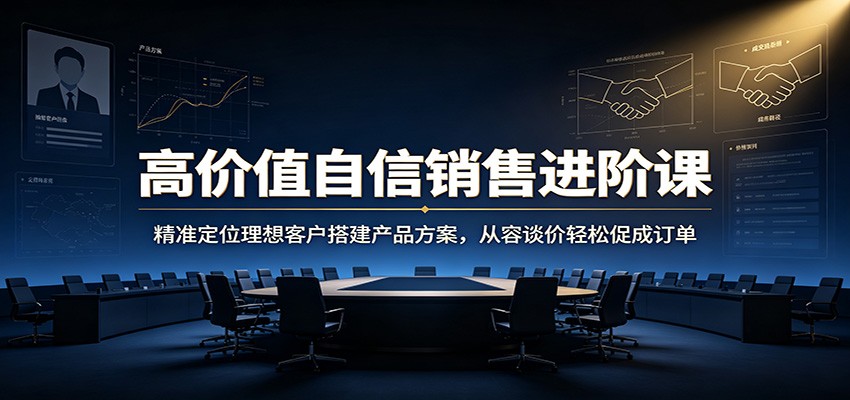 高价值自信销售进阶课：精准定位理想客户搭建产品方案，从容谈价轻松促成订单-御文网