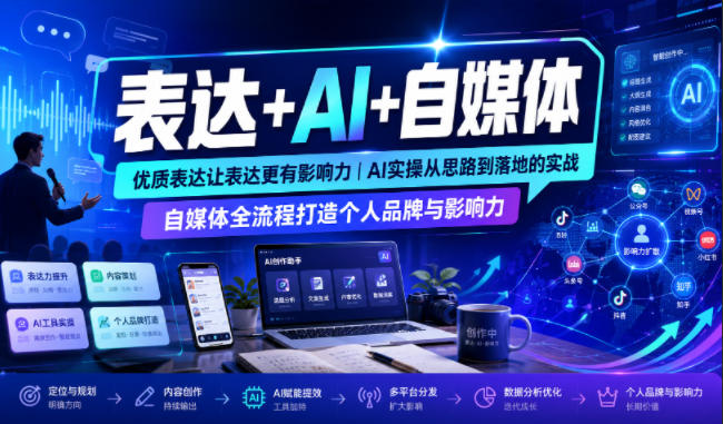 表达+AI+自媒体，优质表达让表达更有影响力|AI实操从思路到落地的实战|自媒体全流程打造个人品牌与影响力-御文网