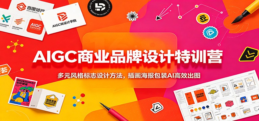 AIGC商业品牌设计特训营：多元风格标志设计方法，插画海报包装AI高效出图-御文网