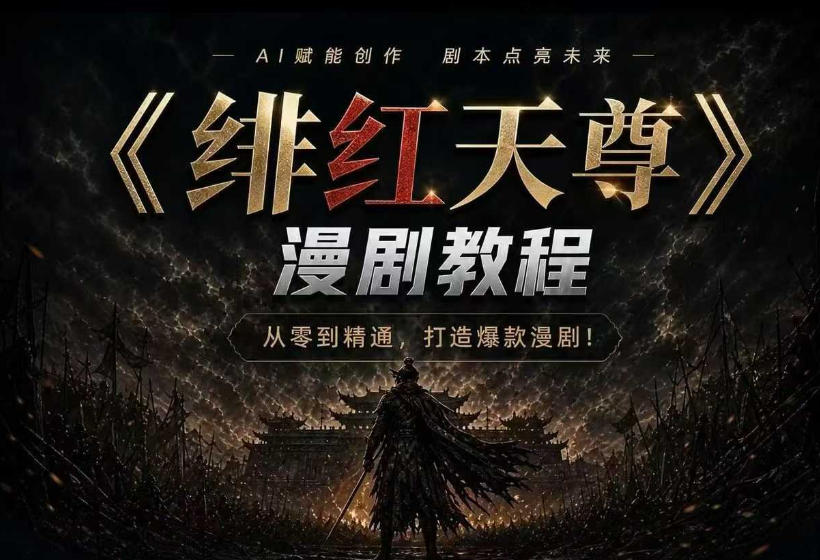 绯红天尊AI漫剧系统教程｜从零入门到精通，工具运用+剧本创作+爆款逻辑+提示词素材+镜头剪辑，全套爆款漫剧落地实战课-御文网