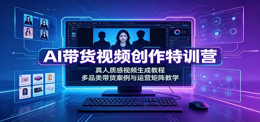 AI带货视频创作特训营：真人质感视频生成教程，多品类带货案例与运营矩阵教学-御文网
