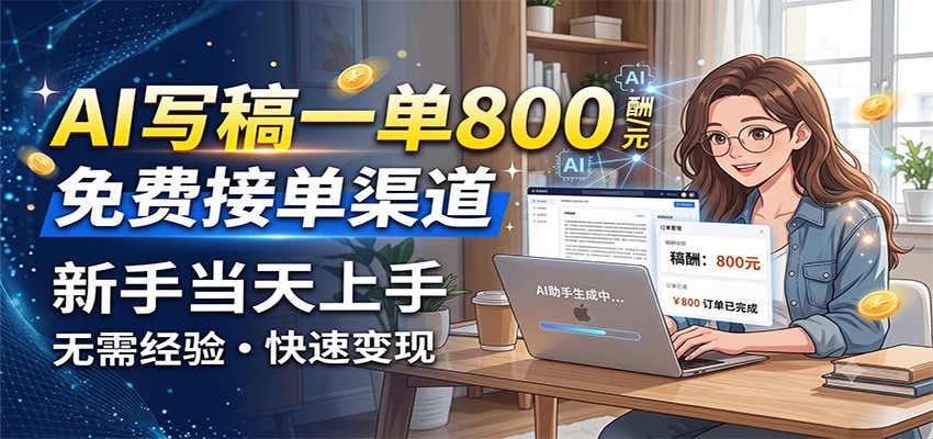 AI写稿一单800，免费接单渠道，一单一结几十到上千，新手当天上手-御文网