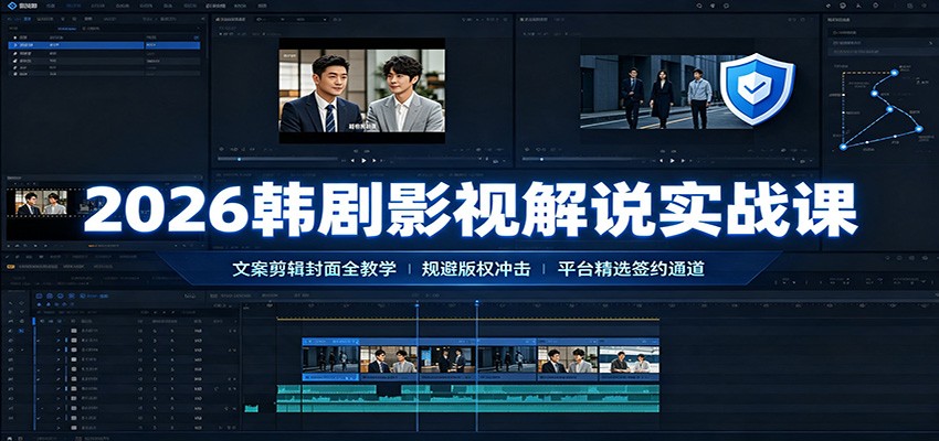2026韩剧影视解说实战课：文案剪辑封面全教学，规避版权冲击平台精选签约通道-御文网