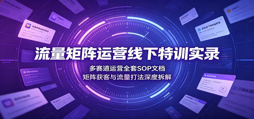 流量矩阵运营线下特训实录：多赛道运营全套SOP文档，矩阵获客与流量打法深度拆解-御文网
