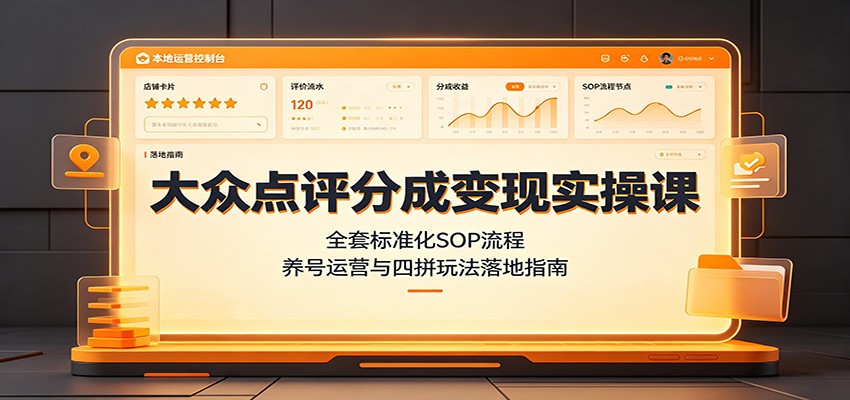 大众点评分成变现实操课:全套标准化SOP流程,养号运营与四拼玩法落地指南-御文网