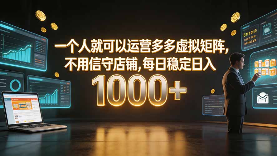 一个人就可以运营多多虚拟矩阵,不用值守店铺,每日稳定日入 1000+-御文网