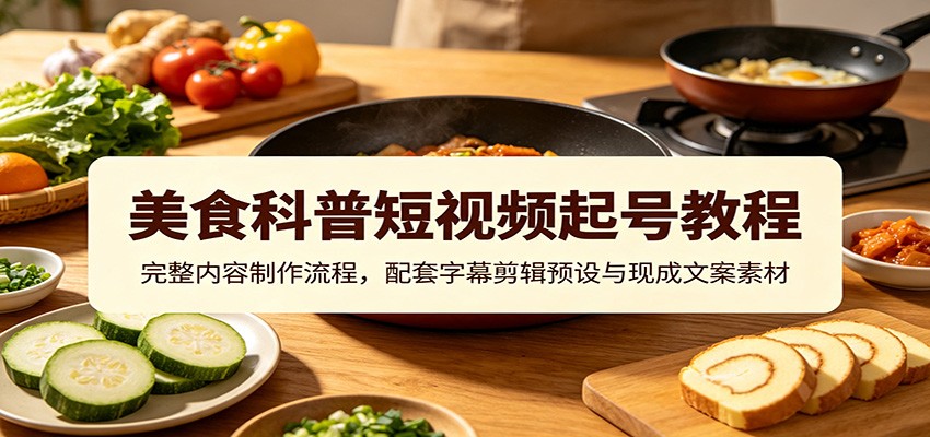 美食科普短视频起号教程:完整内容制作流程,配套字幕剪辑预设与现成文案素材-御文网