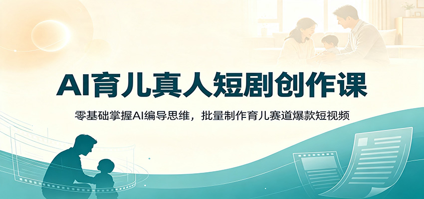 AI育儿真人短剧创作课:零基础掌握AI编导思维,批量制作育儿赛道爆款短视频-御文网