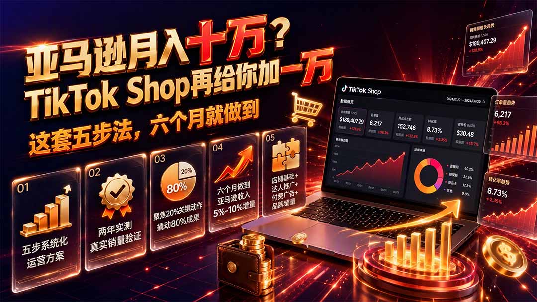亚马逊月入十万？TikTok Shop再给你加一万——这套五步法，六个月就做到【原创双语字幕】-御文网