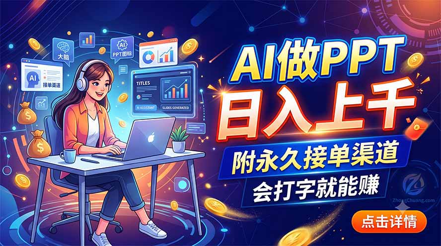 AI做PPT日入上千，附永久接单渠道，会打字就能赚-御文网