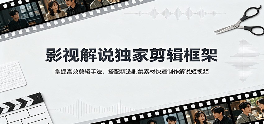 影视解说独家剪辑框架：掌握高效剪辑手法，搭配精选剧集素材快速制作解说短视频-御文网