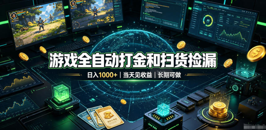 游戏全自动打金和扫货捡漏，日入1k+，当天见收益，长期可做！【揭秘】-御文网